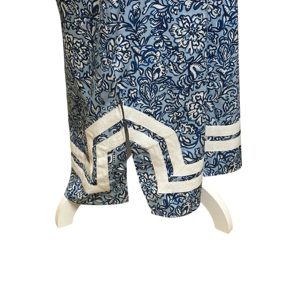 NWT SAIL TO SABLE 100% Cotton Blue & White Tunic Midi Kaftan Dress Size L - Picture 6 of 16